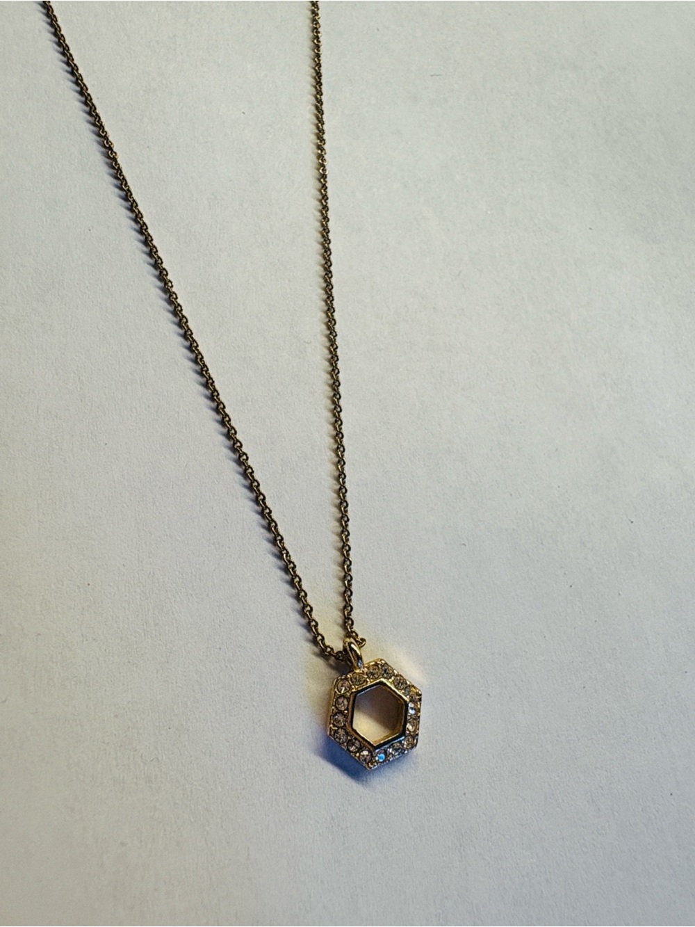 Delicate Gold Hexagon Pendant Necklace